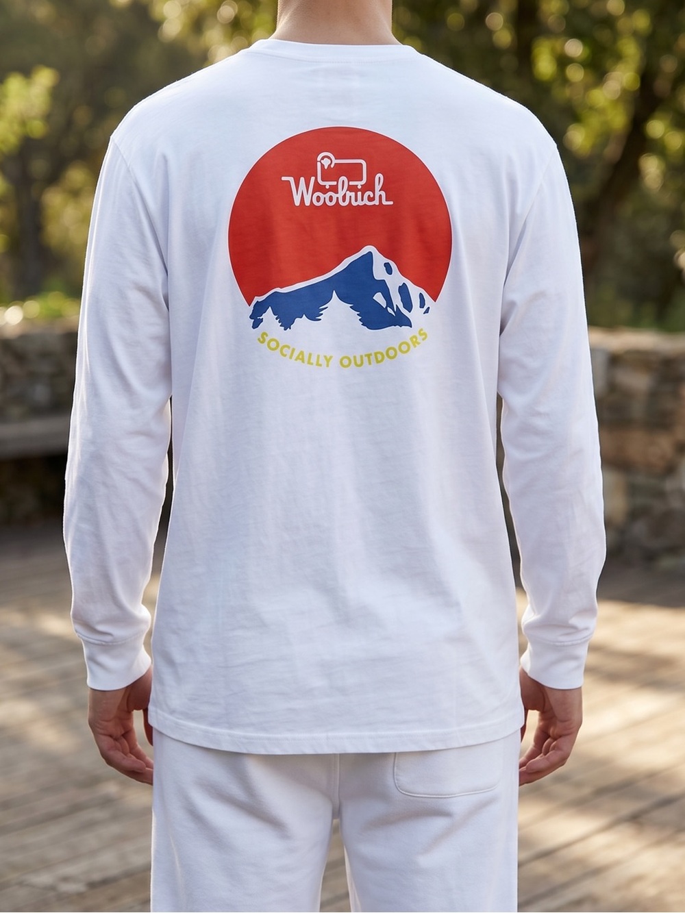Woolrich Men's "Foundation" Long Sleeve Graphic T-Shirt - White